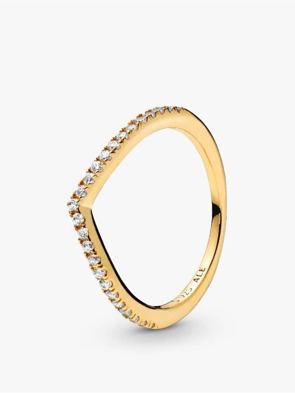 Genuine PANDORA Sparkling Wishbone Ring; 186316 ; Gold